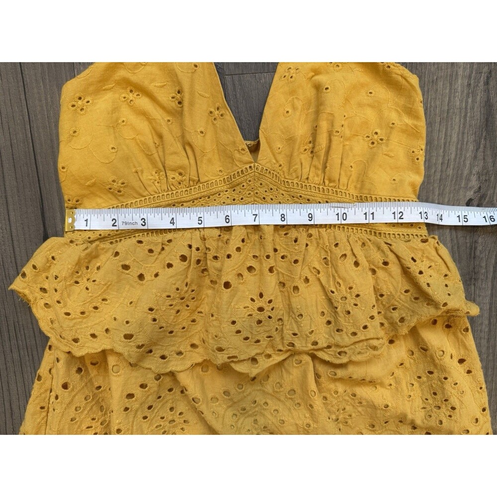 Moon River Mustard Yellow Eyelet Midi Dress - Picture 6 of 7